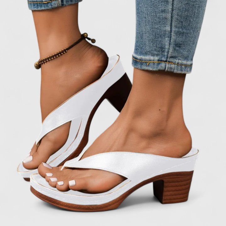 Women's block-heel toe-post sandals in black, brown, gold and white — Kessoro, image 5 of 7