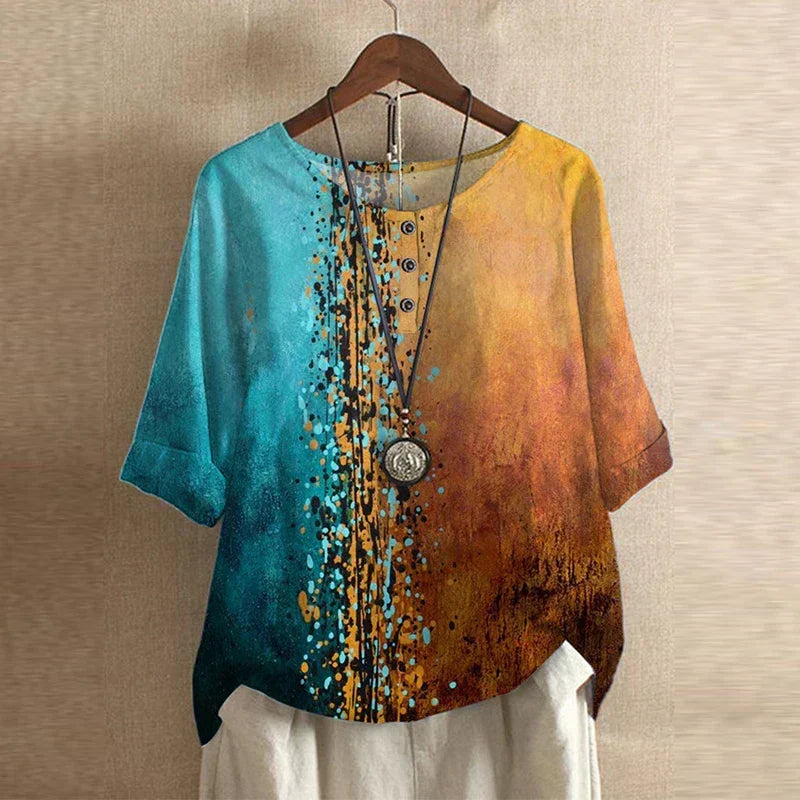 Kessoro women's retro floral print relaxed blouse in eleven colourways
