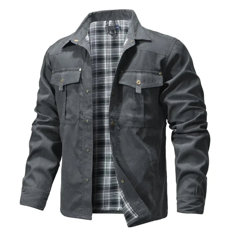 Kessoro Men's Flannel-Lined Snap-Button Shirt Jacket — view 3