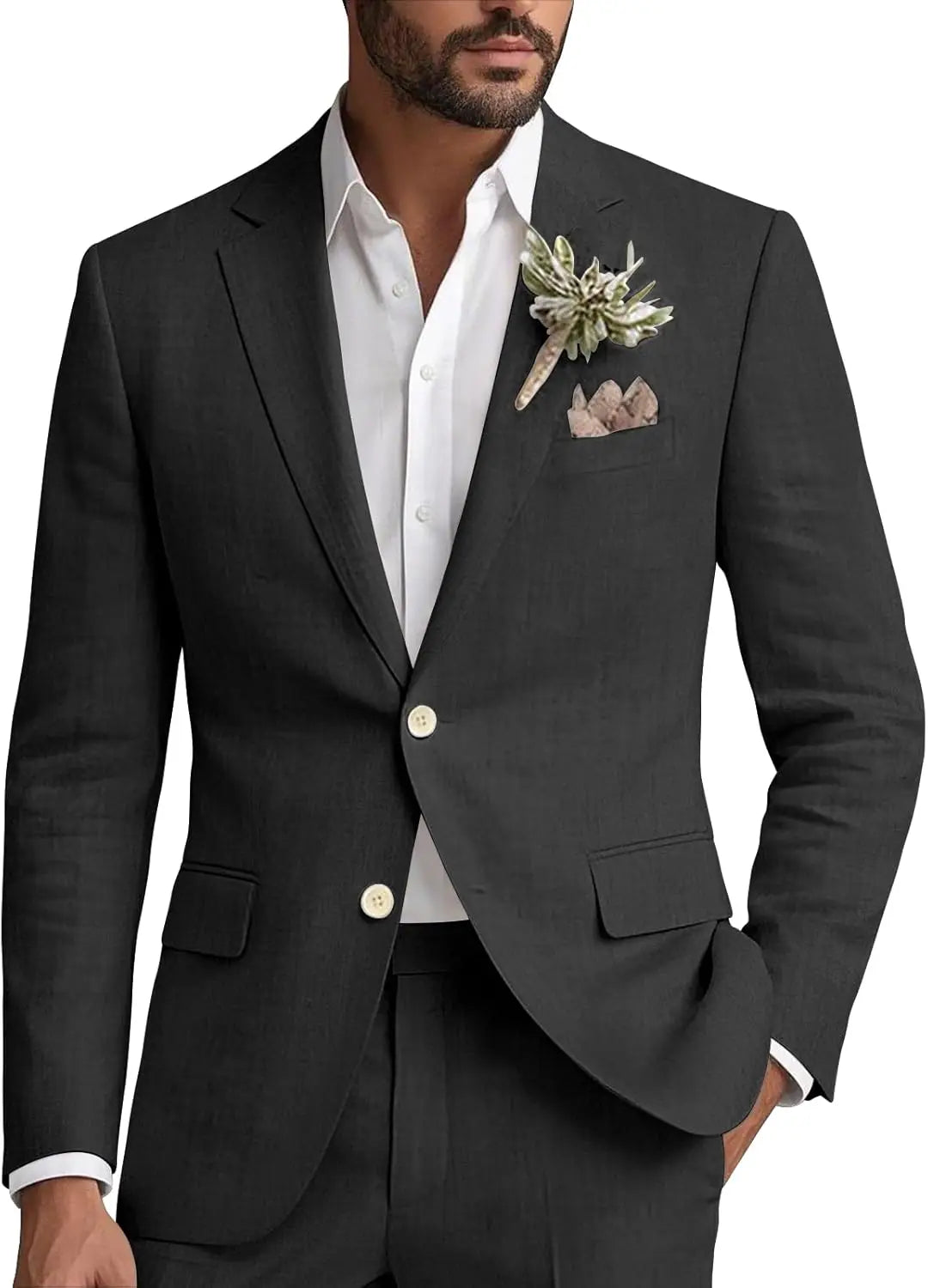 Kessoro Men's Classic Casual Linen Blazer — view 6