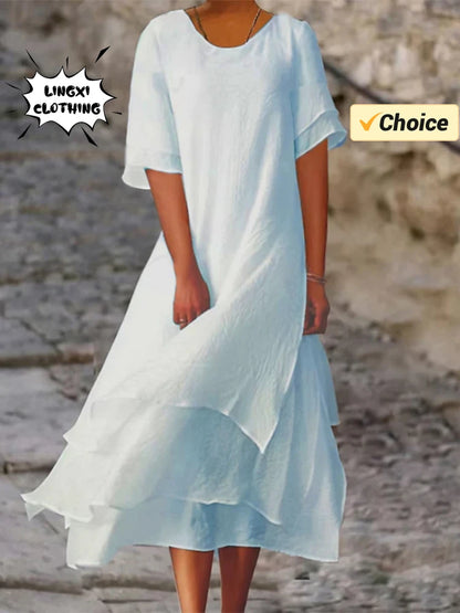 Kessoro Women's V-Neck Half-Sleeve Long Beach Robe — view 3
