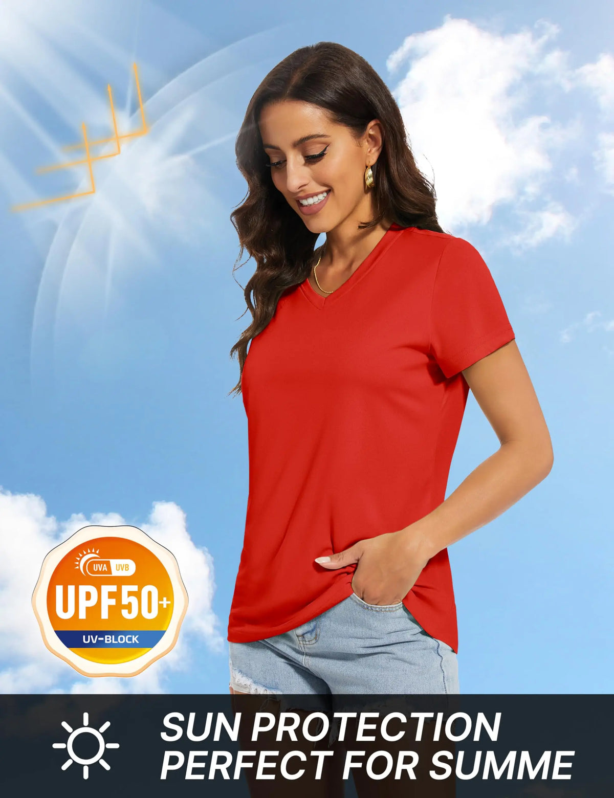 Kessoro Women's Quick-Dry V-Neck Sun Protection Tee — view 3