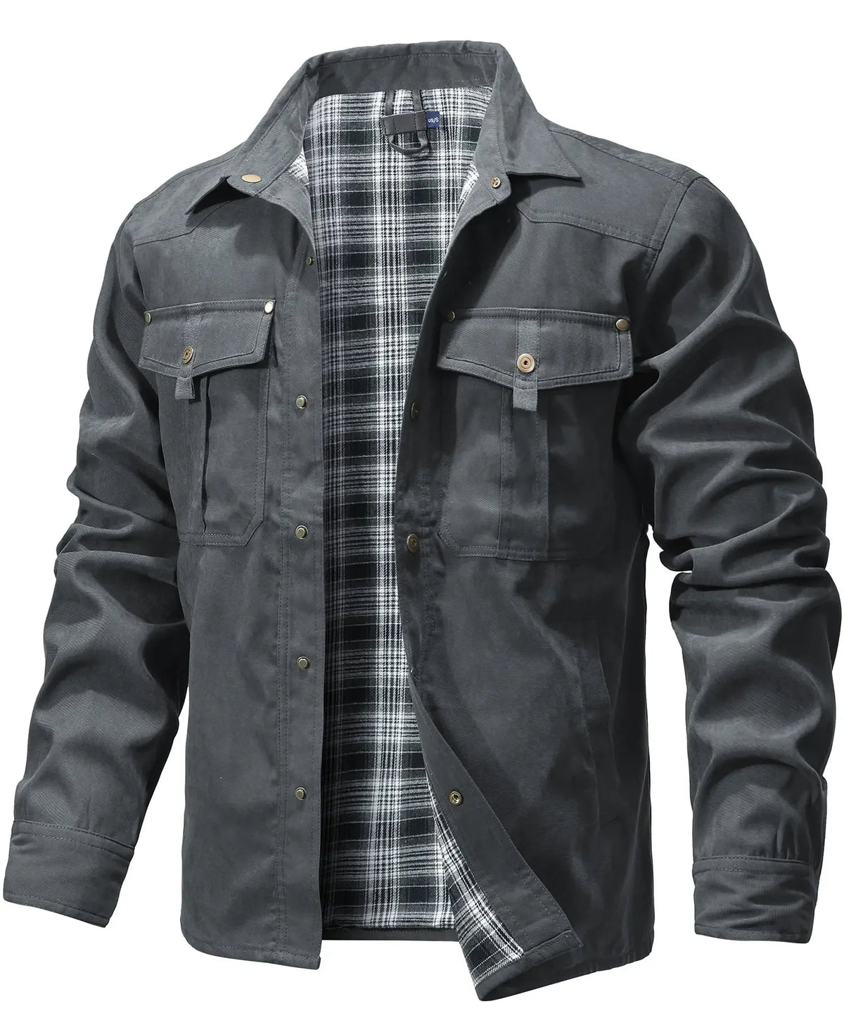 Kessoro Men's Flannel-Lined Snap-Button Shirt Jacket — view 11