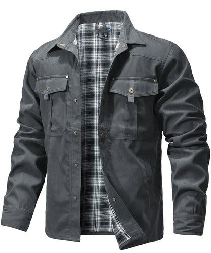 Kessoro Men's Flannel-Lined Snap-Button Shirt Jacket — view 11