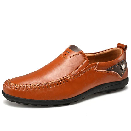 Men's comfortable slip-on everyday loafers in black, maroon and yellow