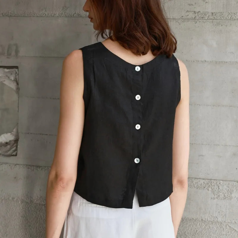 Kessoro Women's Casual Sleeveless Linen Tank Top — view 7