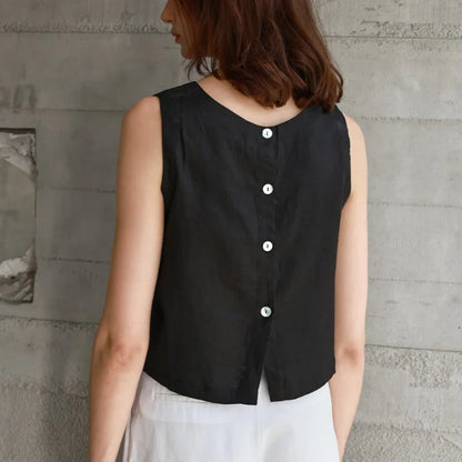 Kessoro Women's Casual Sleeveless Linen Tank Top — view 7