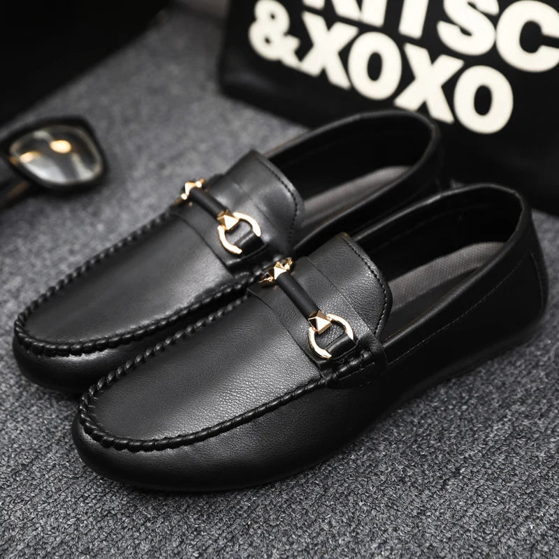 Kessoro Men's Leather Horsebit Buckle Driving Loafers — view 8