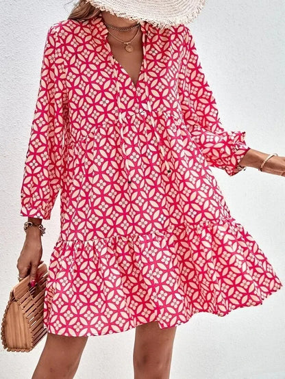 Kessoro Women's V-Neck Printed Knee-Length Summer Dress — view 8
