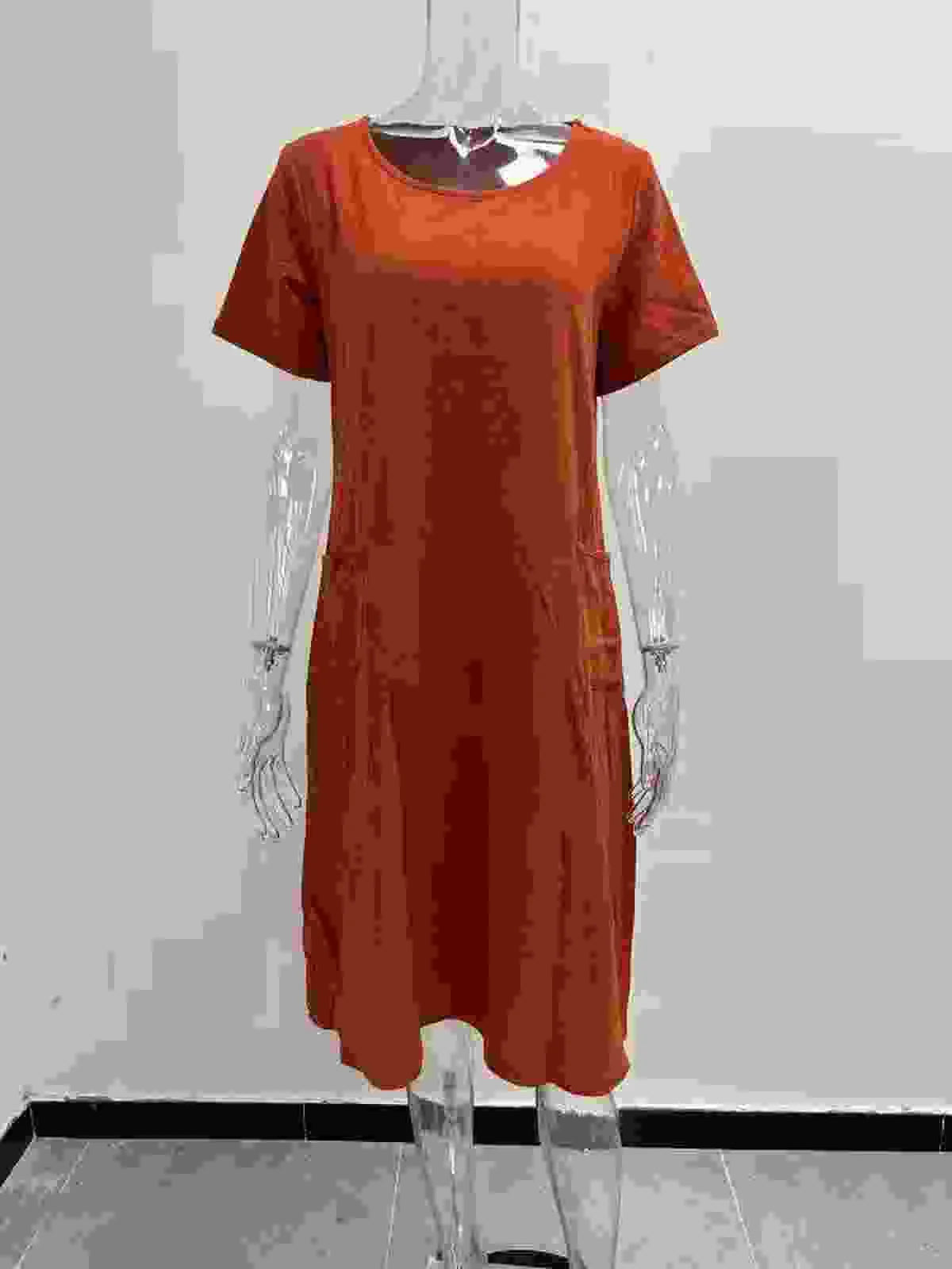 Kessoro Women's Solid Short-Sleeve Cotton Dress — view 7