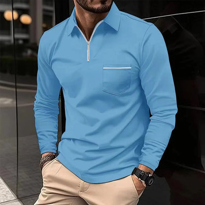 Kessoro Men's Long-Sleeve Polo Shirt — view 7
