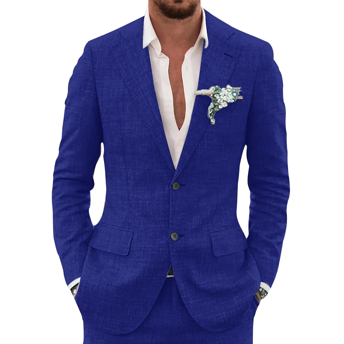 Kessoro Men's Slim-Fit Casual Linen Suit — view 9