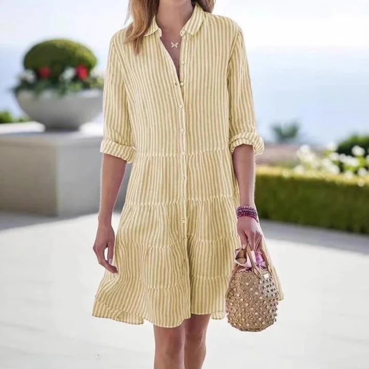 Kessoro Women's Casual Striped Polyester Shirt Dress — view 3