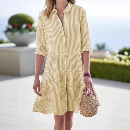 Kessoro Women's Casual Striped Polyester Shirt Dress — view 3