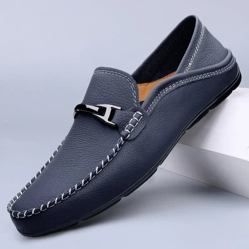 Kessoro men's classic premium slip-on loafers in blue, black and khaki