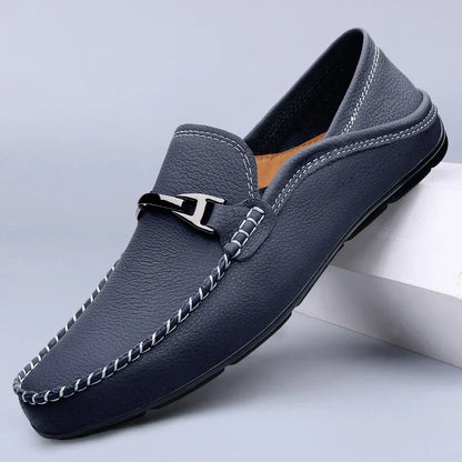 Kessoro men's classic premium slip-on loafers in blue, black and khaki