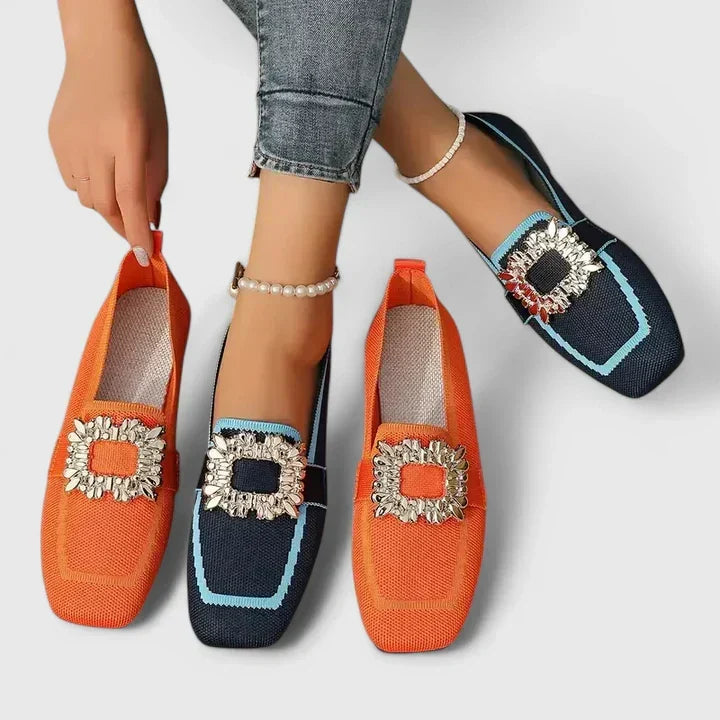 Kessoro women's cushioned comfort slip-on loafers in blue, black, beige, brown and orange
