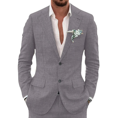 Kessoro Men's Slim-Fit Casual Linen Suit — view 11