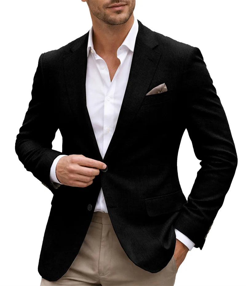 Men's slim-fit casual blazer, lapel detail