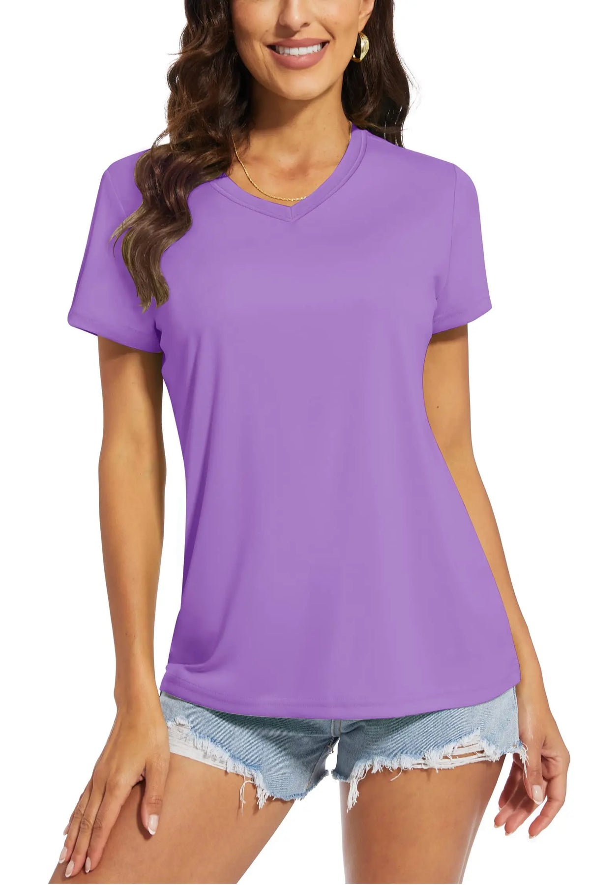 Women's quick-dry V-neck sun protection tee, sleeve detail