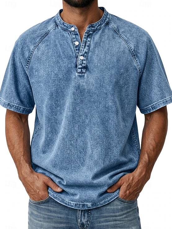 Kessoro men's classic vintage button-up shirt in green, blue, grey, purple, brown and black