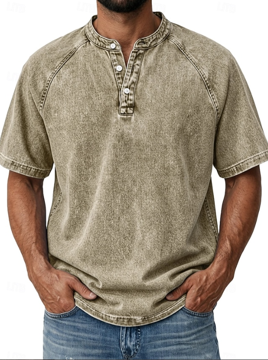 Kessoro men's classic vintage button-up shirt in green, blue, grey, purple, brown and black