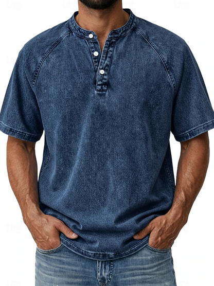 Kessoro men's classic vintage button-up shirt in green, blue, grey, purple, brown and black