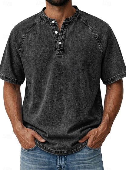 Kessoro men's classic vintage button-up shirt in green, blue, grey, purple, brown and black