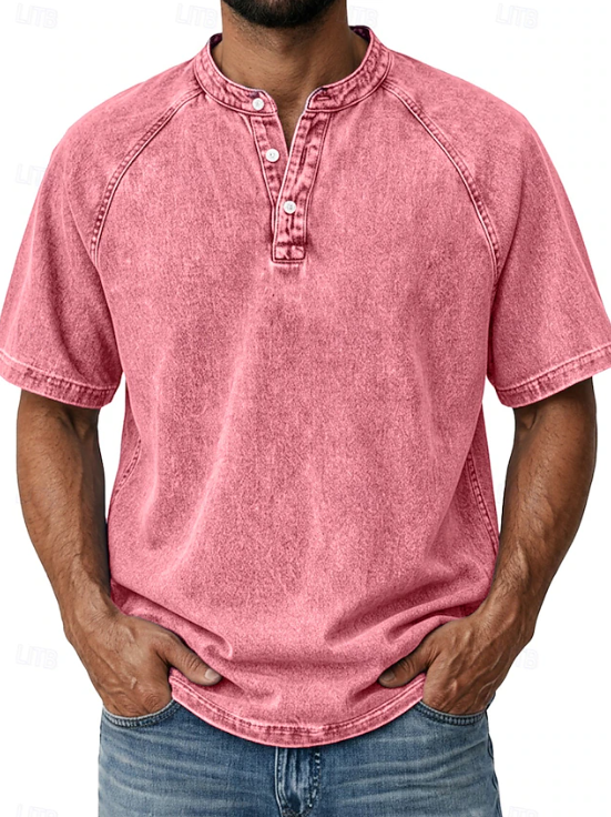Kessoro men's classic vintage button-up shirt in green, blue, grey, purple, brown and black