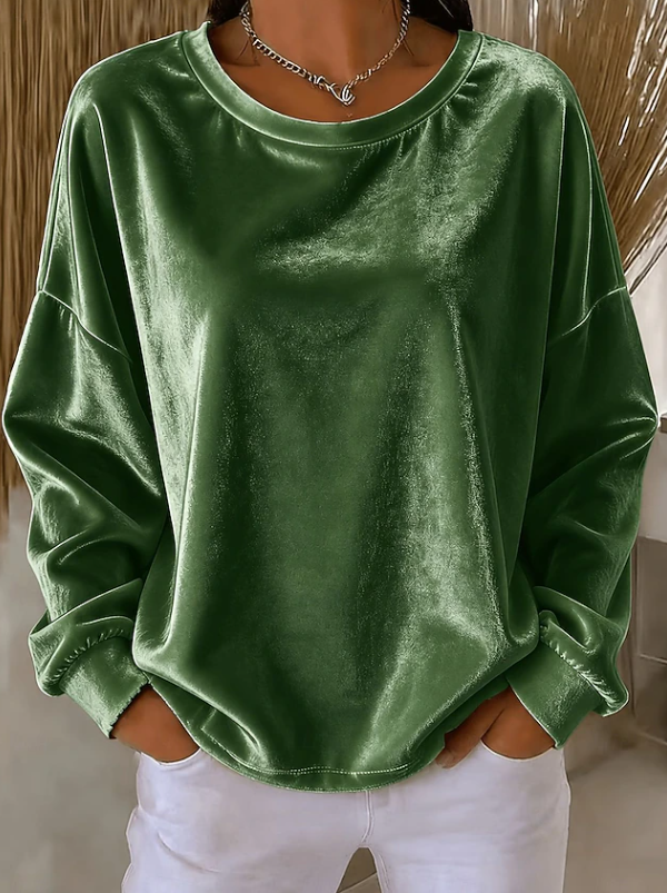 Kessoro Women's Relaxed Long Sleeve Blouse in black, grey, green, red, pink and blue - women's apparel, view 3 of 6