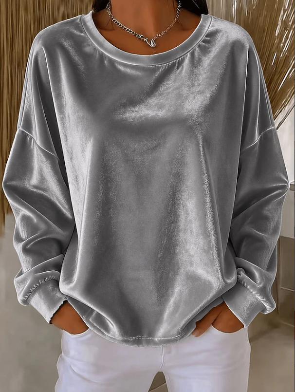 Kessoro Women's Relaxed Long Sleeve Blouse in black, grey, green, red, pink and blue - women's apparel, view 2 of 6