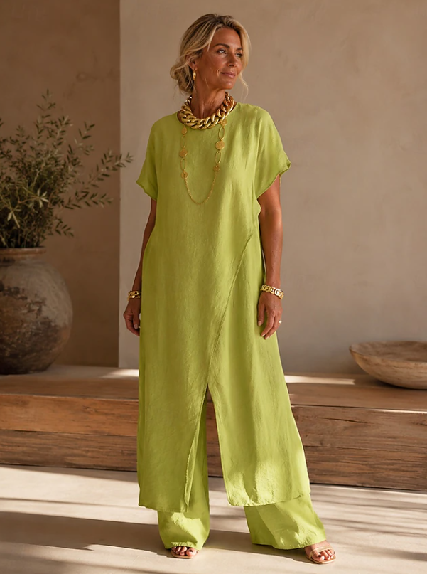Kessoro Women's Relaxed Wide-Leg Jumpsuit in grey, black, burgundy, blue, green and yellow - women's apparel, view 6 of 6