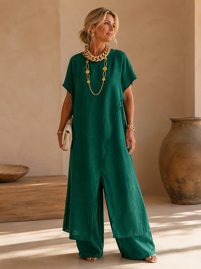 Kessoro Women's Relaxed Wide-Leg Jumpsuit in grey, black, burgundy, blue, green and yellow - women's apparel, view 5 of 6