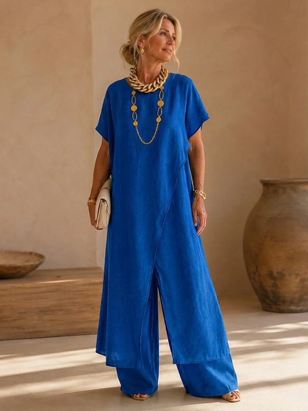 Kessoro Women's Relaxed Wide-Leg Jumpsuit in grey, black, burgundy, blue, green and yellow - women's apparel, view 4 of 6