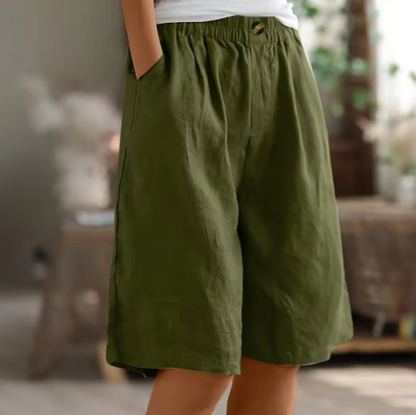 Kessoro women's lightweight elastic waist casual shorts in army green, beige, blue, pink and more colorways - women's shorts