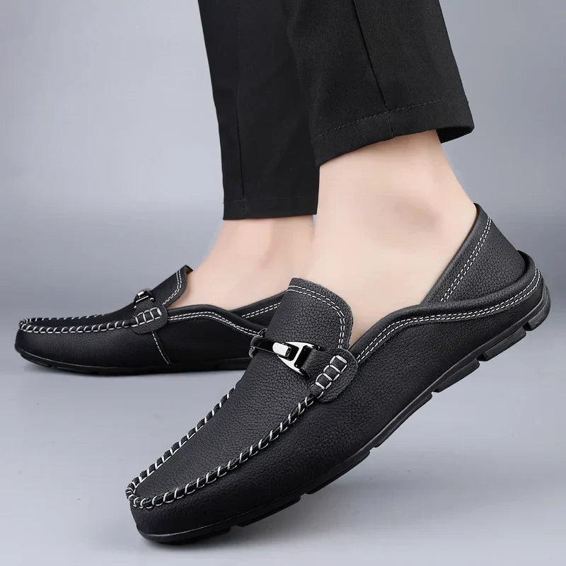 Kessoro men's classic premium slip-on loafers in blue, black and khaki