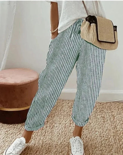 Kessoro Women's Striped Drawstring Elastic-Waist Pants — view 8