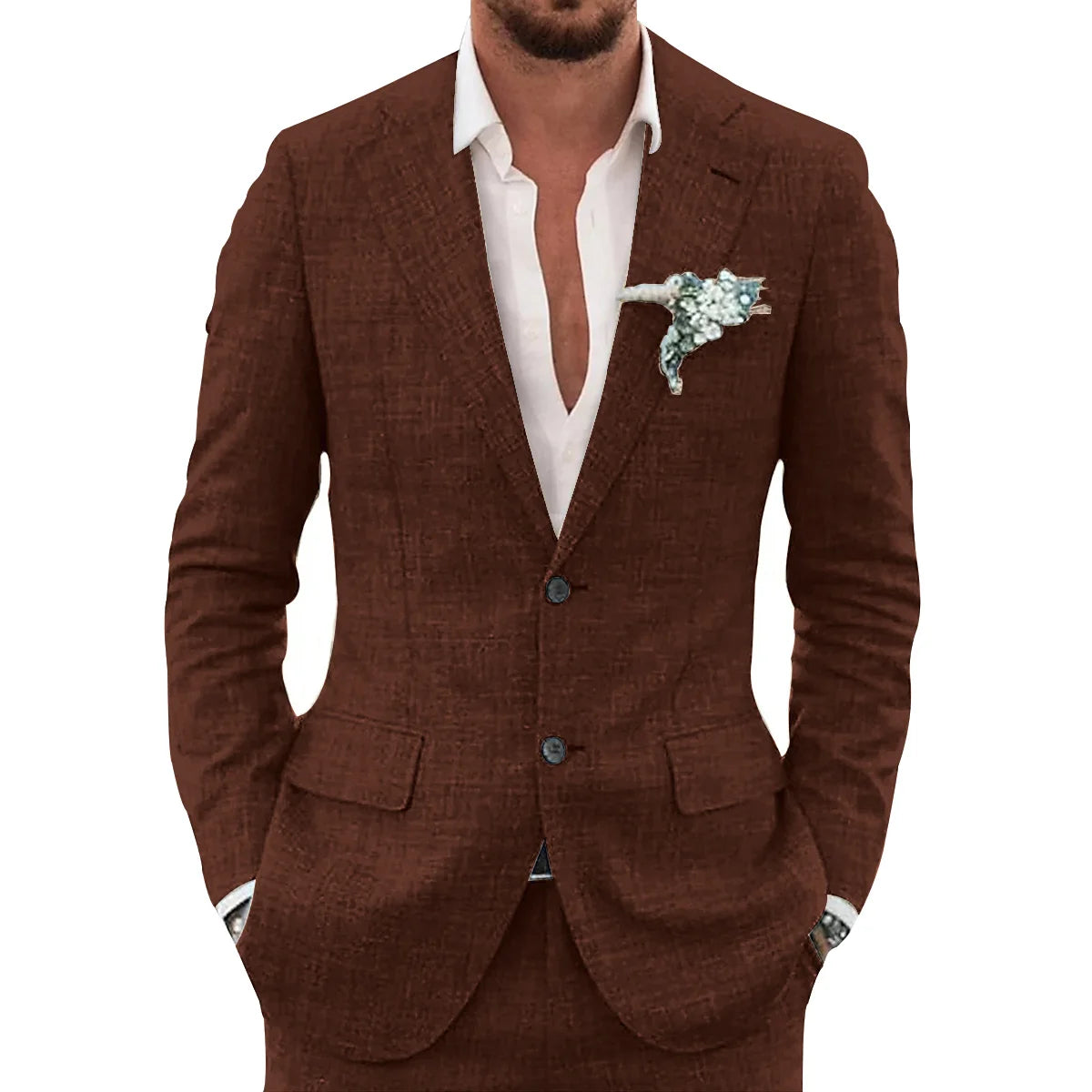 Kessoro Men's Slim-Fit Casual Linen Suit — view 6