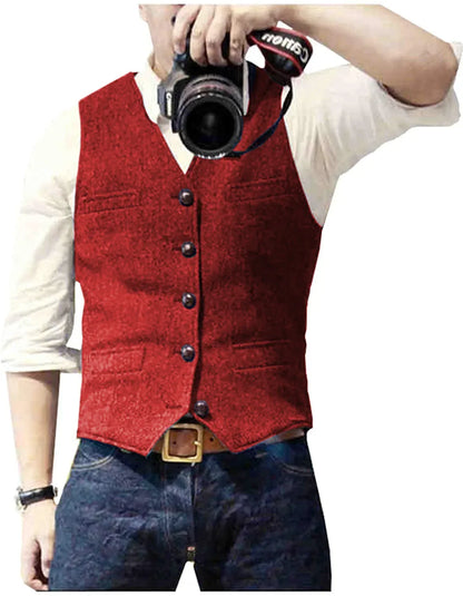 Kessoro men's tailored heritage formal waistcoat in navy, burgundy, black, grey and champagne