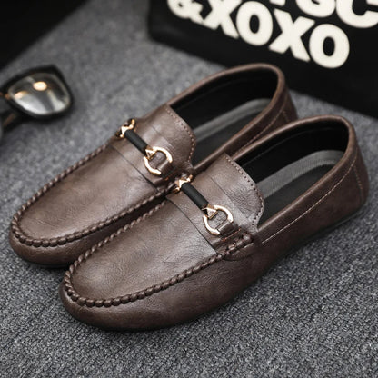 Kessoro Men's Leather Horsebit Buckle Driving Loafers — view 9