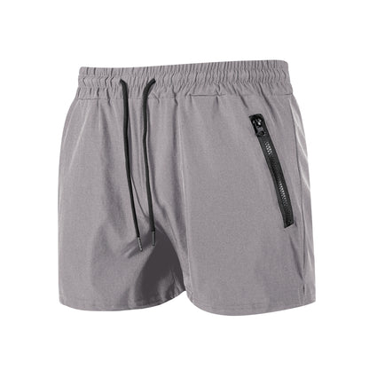 Men's solid colour drawstring swim trunks, front view