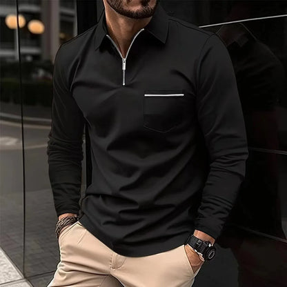 Kessoro Men's Long-Sleeve Polo Shirt — view 3
