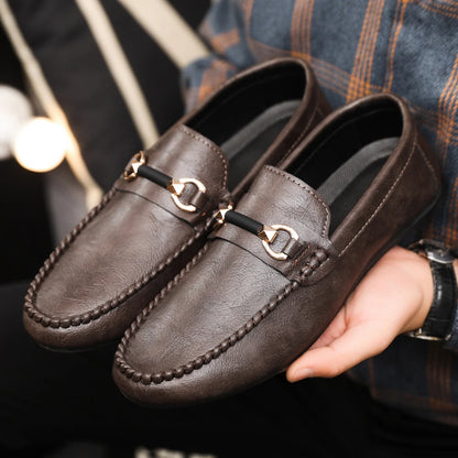Kessoro Men's Leather Horsebit Buckle Driving Loafers — view 4