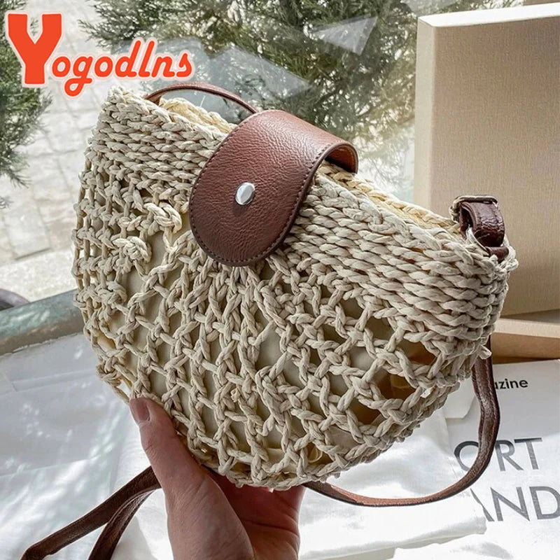 Kessoro Women's Handwoven Straw Crossbody Tote Bag — view 2