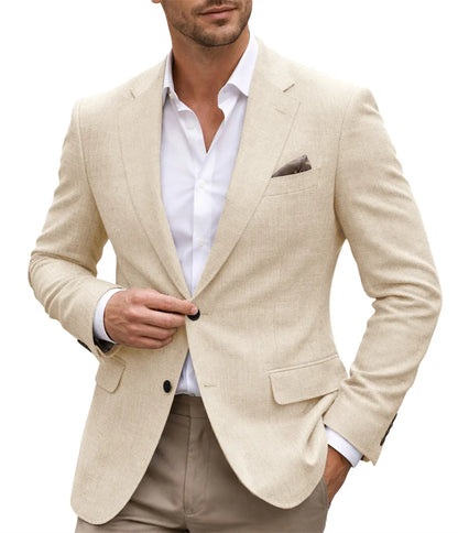 Men's slim-fit casual blazer, side view