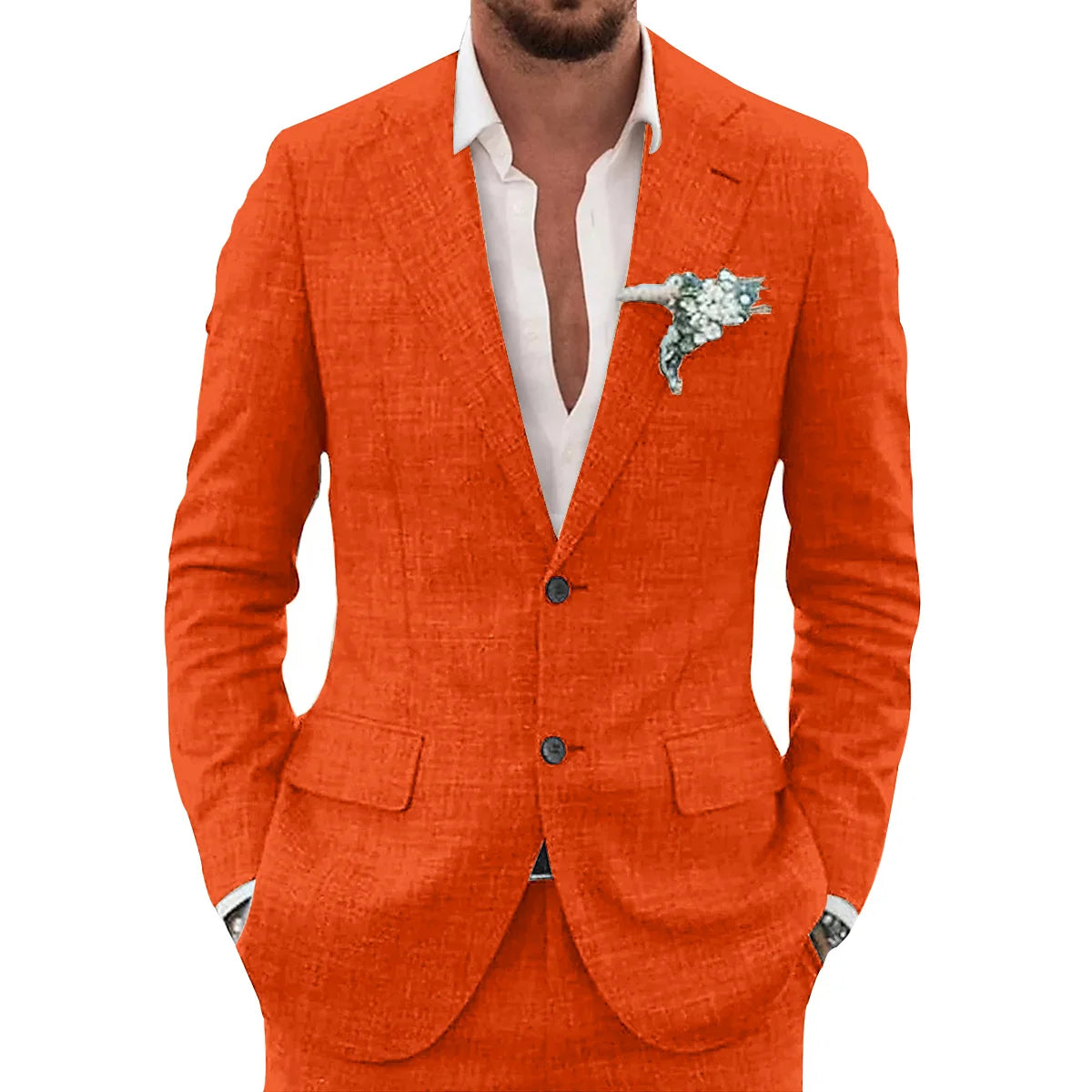 Kessoro Men's Slim-Fit Casual Linen Suit — view 8