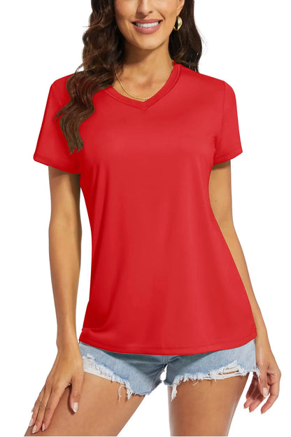 Women's quick-dry V-neck sun protection tee, hem detail