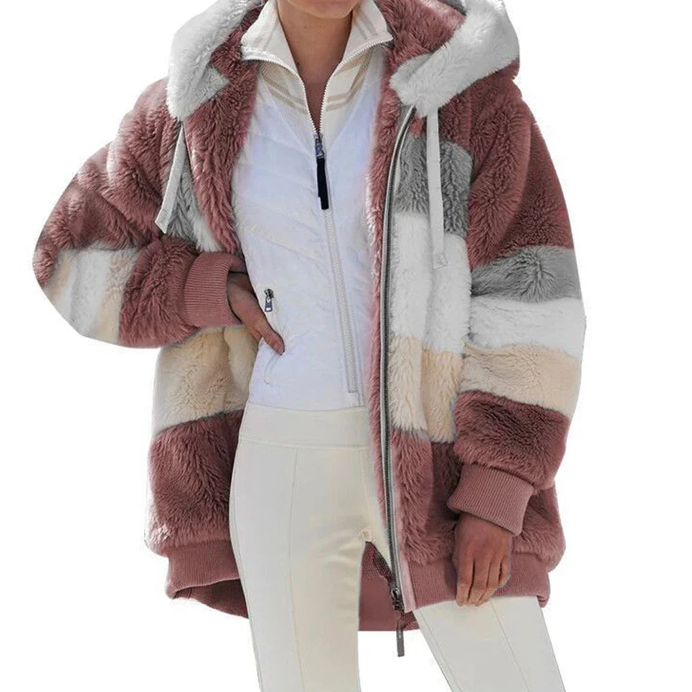 Women's hooded cashmere jacket, back view