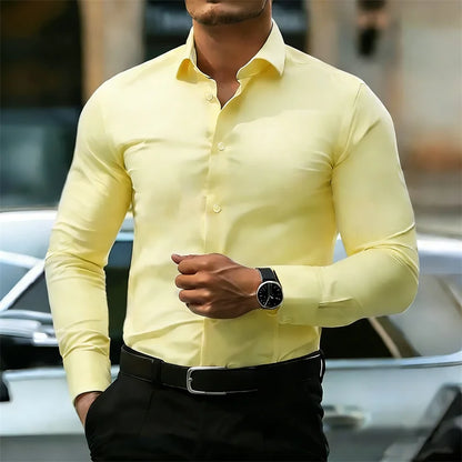 Kessoro Men's Long-Sleeve Solid Business Casual Shirt — view 7