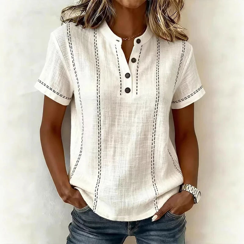 Kessoro Women's Casual Striped Blouse — view 9